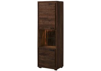 Massivmoebel24 Bark 202 Vetrina In Legno Di Acacia Laccato / Marrone 58x40x180