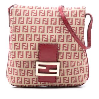 Fendi Pre-owned Womens Zucchino Canvas Flap Crossbody - Tan Textile - One Size
