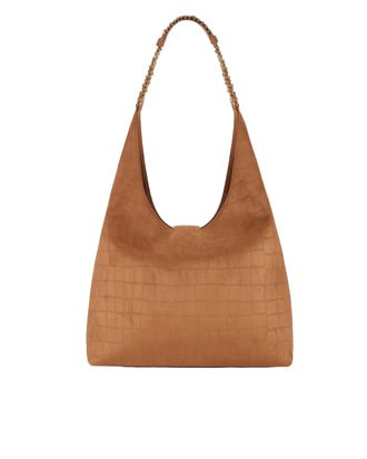 Elisabetta Franchi Womens Hobo Bag Suede Tan Polyester Shoulder