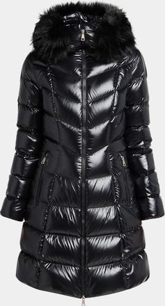 Moncler Fulmarusse Hooded Down Jacket with Faux Fur Trim