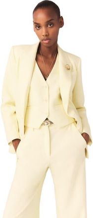 Maje Double-breasted suit jacket in Pale Yellow at Nordstrom, Size 38 Eu