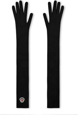 Moncler Lange handschoenen met logo-patch van zuivere scheerwol