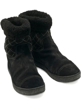 Chanel logo-embroidered ankle boots - Black