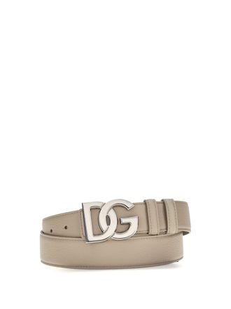 Dolce & Gabbana Mens Belt Calfskin Taupe Calf Leather