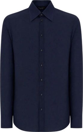 Dolce & Gabbana Zijden Shirt - Heren - Zakelijke Overhemden - Blauw - 3XL - Overhemden