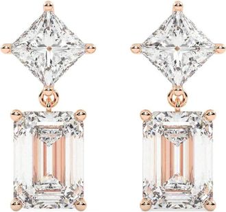Tilla 14K rose gold princess-cut earrings - Rosa
