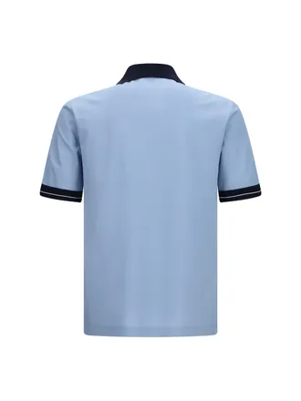 Ferragamo Contrast-Collar Cotton Piqu&eacute; Polo - Blue