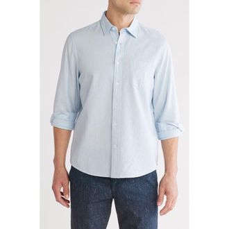14th & Union Solid Linen Blend Button-Up Shirt in Blue Skyway at Nordstrom, Size Medium