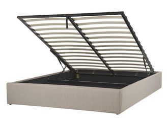 Beliani Cama matrimonial de tejido beige 140x200