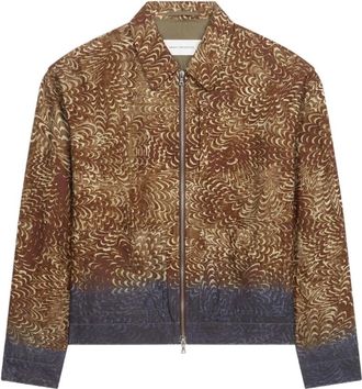 Dries Van Noten Animalier Bruine Jas met Ritssluiting - Heren - Zomerjassen - Bruin - M - Jassen