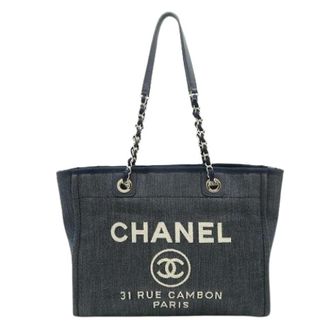 Chanel Bolso tote mediano Deauville Pre-owned de Chanel - Pre-owned - Mujer - Azul - ONE SIZE