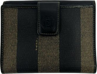 Fendi Black Khaki Canvas Leather Wallet (Bi-Fold) (Pre-Owned)