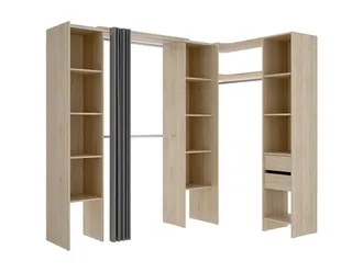 Vente-Unique Armadio Guardaroba Angolare Allungabile L164/234 Cm Rovere E Grigio - Dorian