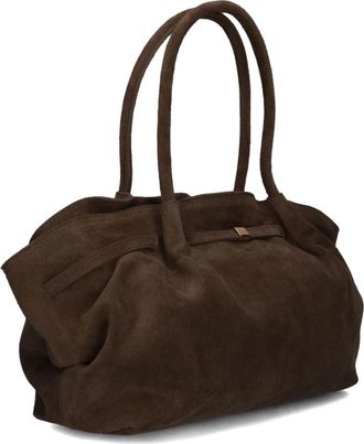 Notre-V Coline Medium Suede - Dames - Schoudertassen - Bruin - ONE Size - Su&egrave;de - Tassen