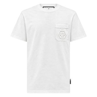 Philipp Plein T-shirt Ronde Hals Korte Mouw Hexagon - Heren - Tops - Wit - Maat: L Katoen