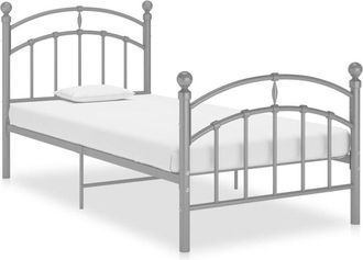 vidaXL Bed Frame without Mattress Grey Metal 90x200 cm vidaXL