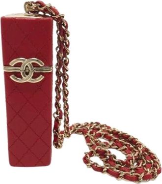 Chanel Pre-owned Lipstick Case - Dames - Vintage Mini Tas - Rood - ONE Size - Leer - Vintage