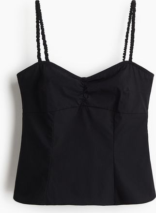 H&M Gerafftes Trägertop - Schwarz