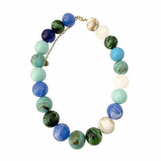 Gemelli Womens Ravello Beaded Statement Necklace In Blue