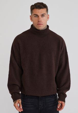 Siksilk Su&eacute;ter Cuello Alto Marr&oacute;n para Hombre XXL
