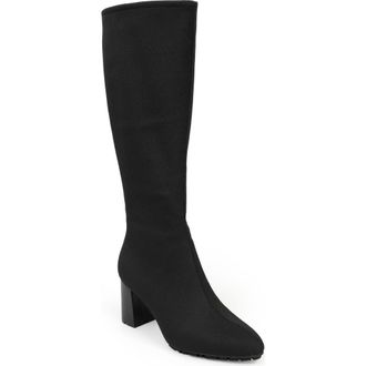 Aerosoles Brynn Block Heel Boot in Black Stretch Crepon at Nordstrom, Size 8.5