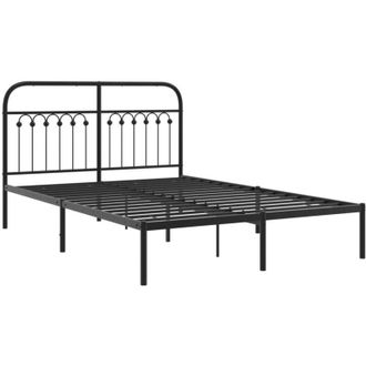 vidaXL Estructura Cama Sin Colch&oacute;n Con Cabecero Metal Negro 135x190 Cm Vidaxl