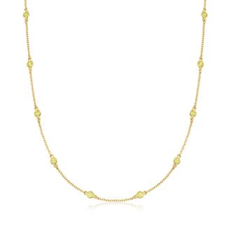 Ross-Simons Bezel-Set Peridot Station Necklace in 18kt Gold Over Sterling