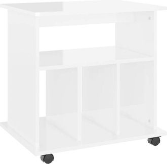 vidaXL Vidaxl - Rolling Cabinet High Gloss White 60x45x60 cm Engineered Wood