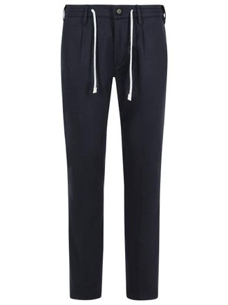Eleventy Navy Wool And Cashmere Trousers