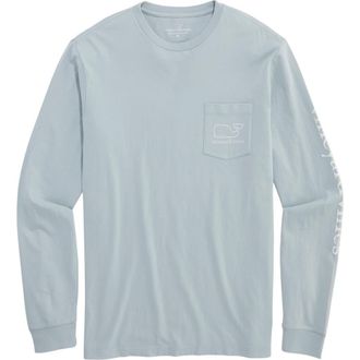 Vineyard Vines Drift Dye Whale Long Sleeve Cotton Graphic T-Shirt in Del Mar Blue at Nordstrom, Size Xx-Large