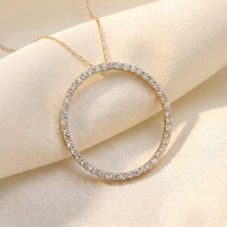 Pompeii3 2ct Circle Eternity 14K Yellow Gold Diamond Pendant