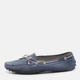 Tod's Tods Blue Suede Gommini Driving Loafers
