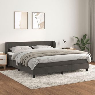 vidaXL Cama Box Spring Con Colch&oacute;n Terciopelo Gris Oscuro 160x200 Cm Vidaxl