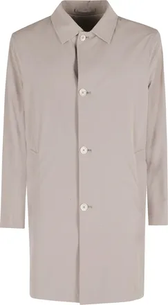 Kired Taupe Reversible Buttoned Polyamide Coat