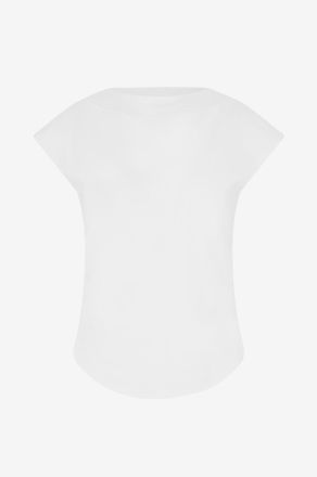Alaia T-Shirt mit U-Boot-Ausschnitt aus Baumwolljersey Cap