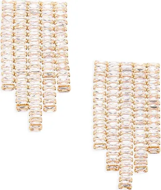 Cara Fringe Baguette Crystal Drop Earrings in Gold at Nordstrom Rack