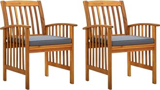 vidaXL Vidaxl - Sillas De Comedor Jard&iacute;n 2 Uds Con Cojines Madera Maciza Acacia