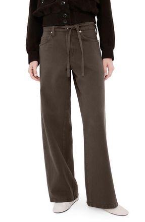 Mango Belted Wide Leg Jeans in Chocolate at Nordstrom, Size 10