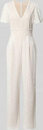 Apricot Jumpsuit mit Lochstickerei und r&uuml;ckseitigem Rei&szlig;verschluss in Offwhite, Gr&ouml;&szlig;e XXL