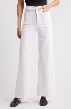 Frame Denim Le Slim Palazzo Patch Pocket High Waist Wide Leg Jeans in White at Nordstrom, Size 34