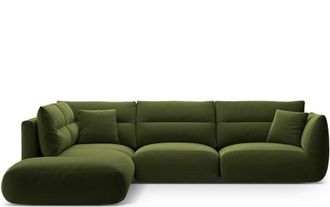 CXL by Christian Lacroix Grosses 7-Sitzer Designer Ecksofa Maurie - Samtbezug Army Green