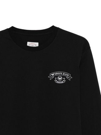 Emporio Armani Logo-Embroidered Cotton T-shirt - Black