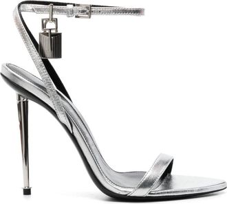 Tom Ford Schoenen, Dames, Grijs, 38 EU, Leer, Padlock Pointy Naked Sandal