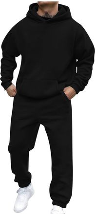 Generic RLEHJN Mens Tracksuits UK Sale Clearance Tracksuit Set Hoodies Tops and Trouser Sets Casual Sport Sweat Suit Pullover Sweatshirts Tops & Sportswear Su
