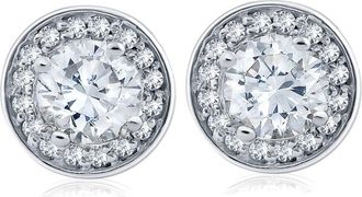 Pompeii3 1 cttw Halo Diamond Studs 14k White Gold