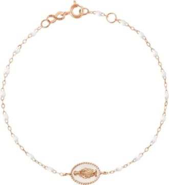 Gigi Clozeau Madone Emaille Ros&eacute; Gouden Armband - Dames - Armbanden - Wit - ONE Size - Accessoires