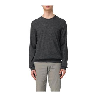 HUGO BOSS Round-neck Knitwear, male, Gray, 2XL, Merino Wool Crew Neck Jumper