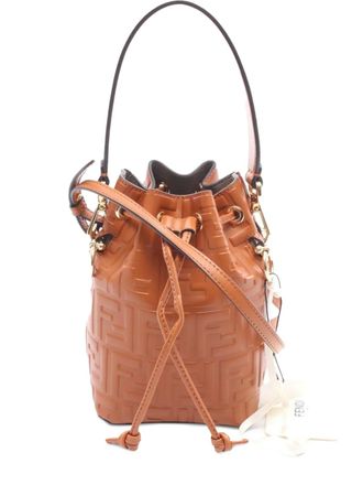 Fendi 2010-2025 Mini Zucca Embossed Leather Mon Tresor bucket bag - women - Calf Leather/Leather - One Size - Brown