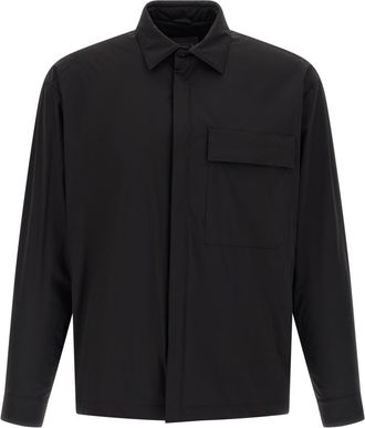 Herno Black Solid Shirt Collar Jacket