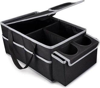No Brand Organizador De Maletero Con M&uacute;ltiples Compartimentos Organizador Plegable Para El Asiento Trasero Del Coche Negro Con Base Antideslizante Ideal Para R